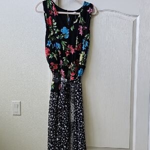 Calvin Klein Black Maxi Dress with Vibrant Floral Design